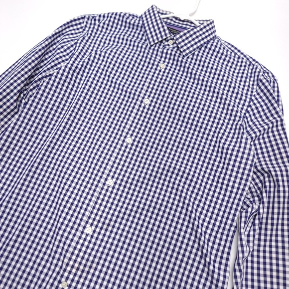 Banana Republic Mens XL Shirt Button Up Non Iron Slim Fit Checked Blue READ - Picture 2 of 8
